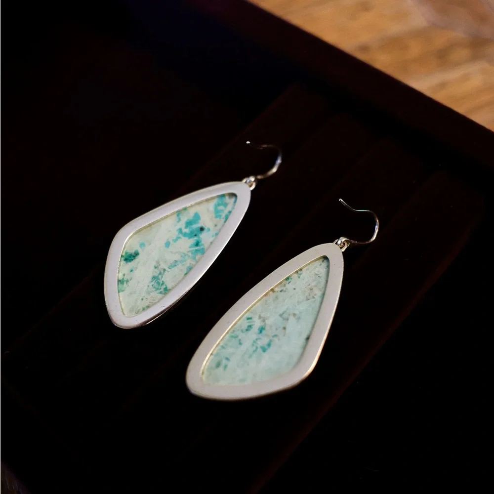 Larimar Stone Earrings - Picture 6 of 7